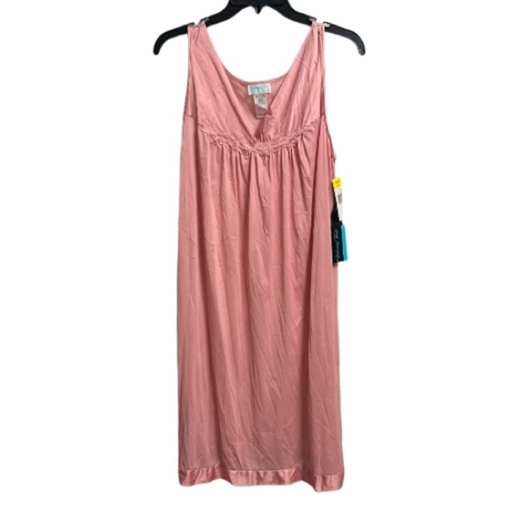 Vanity Fair Nightgown Medium Nylon Silky Knee Length Pink USA VIntage 70s - Picture 4 of 5